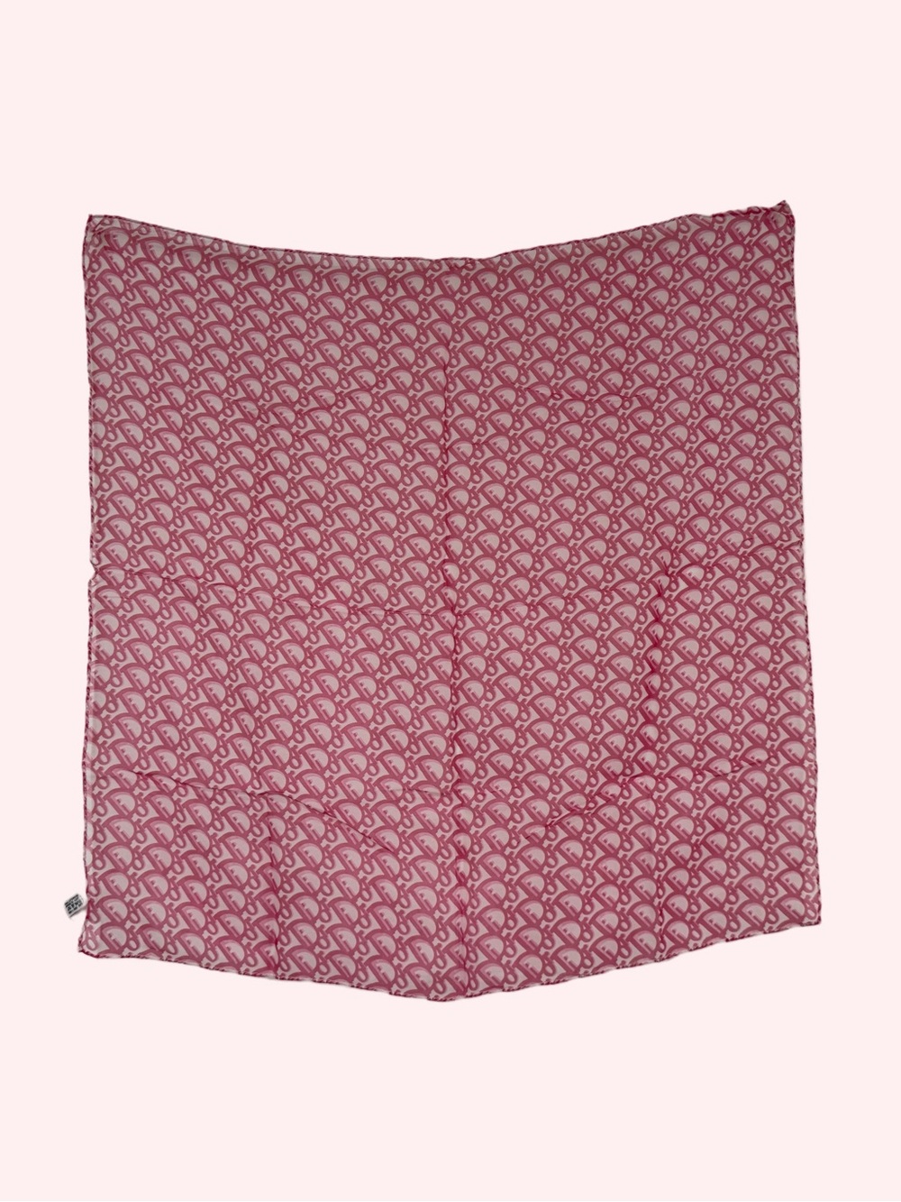 Dior Pink and White Patterned Square Scarf